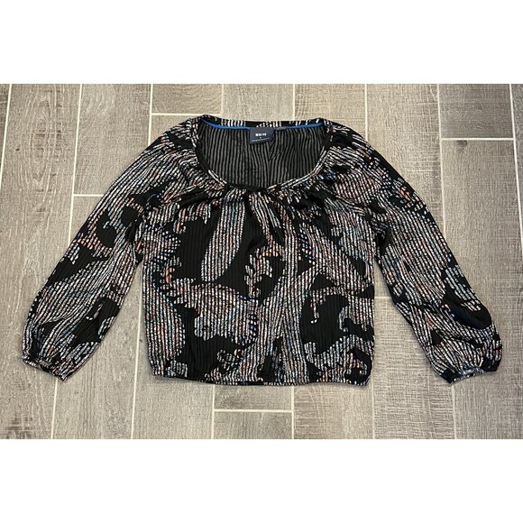 Anthropologie Maeve Madeira Black Burnout Blouse XS Size Satin Top Paisley - Picture 4 of 14